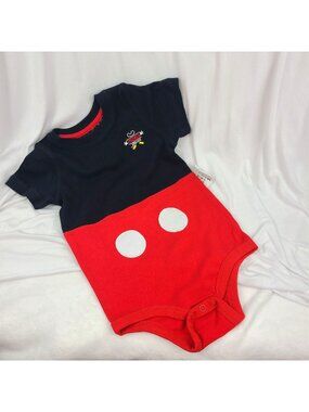 Disney Parks World Mickey Mouse Body Suit Red Shorts Tail Size 24 Months NEW